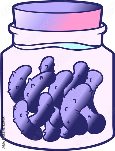 cartoon pickled gherkins in bright neon color