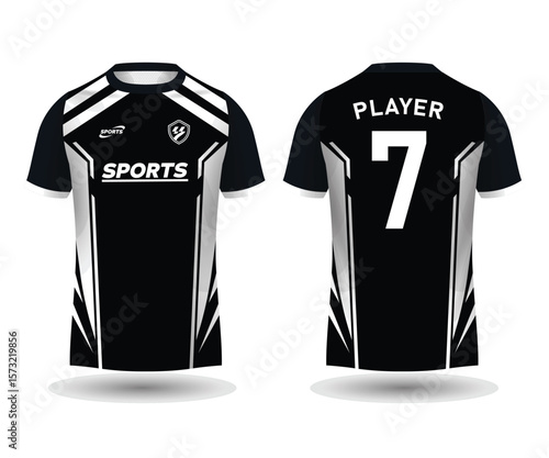 Stylish Black and White Sports Jersey Design Mockup