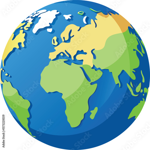 Stylized earth globe with continents and oceans