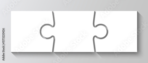 Jigsaw infographics grid. Puzzle business chain infographic with 3 steps. Business info graphic. Process diagram presentation pieces, parts in a row. Vector illustration