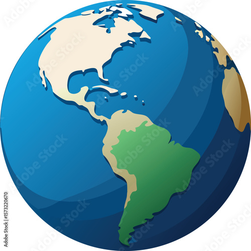 Stylized globe showing north and south america