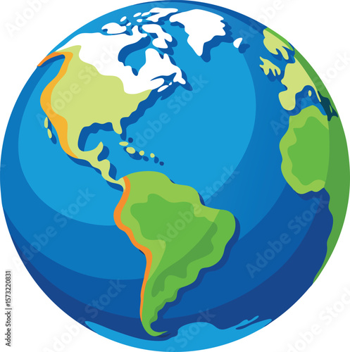 Stylized earth with north and south america visible