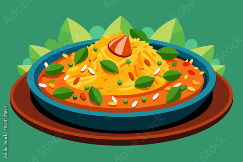 Flavorful Vegetable Biryani in Blue Bowl indian food rice dish