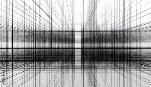 Fototapeta Naklejka Na Ścianę i Meble -  Abstract architectural perspective of a gridded space