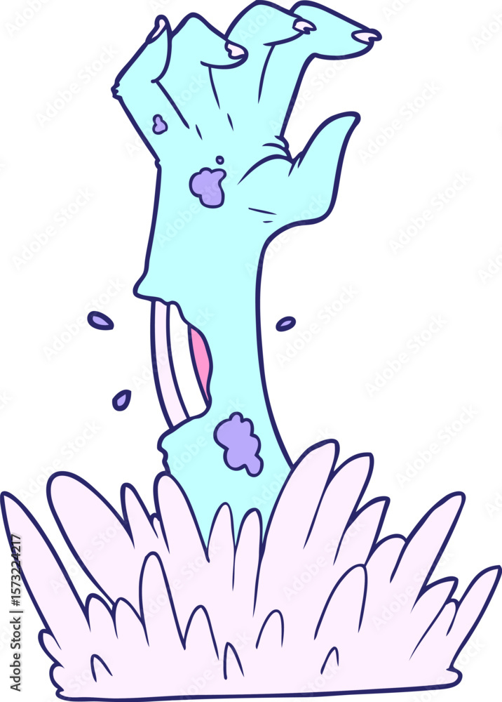 cartoon zombie rising from grave in bright neon color cartoon zombie rising from grave in bright neon color