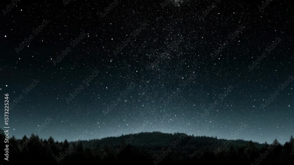 Breathtaking night sky filled with countless stars above dark silhouette of forest, creating serene tranquility natures landscape. Breathtaking night sky filled with countless stars above dark silhouette of forest, creating serene tranquility natures landscape.