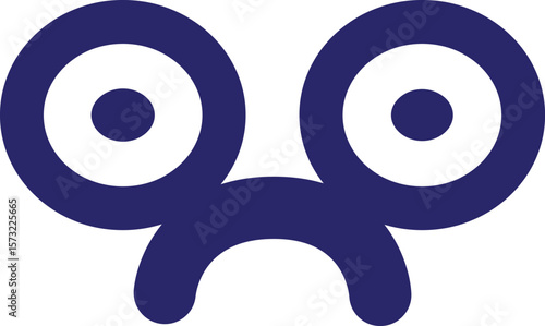 sad staring face icon in bright neon color