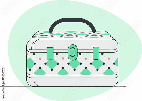 Illustrated Vintage-Style Craft Box with Geometric Patterns for Hobbies, DIY Projects, Arts and Crafts, Home Decor, and Creative Storage Solutions  