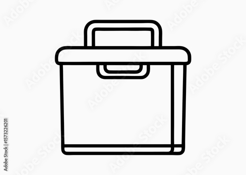Outline of a Storage Box with Handle for Graphic Design, Minimalist Websites, Organizational Blogs, and Social Media Content  