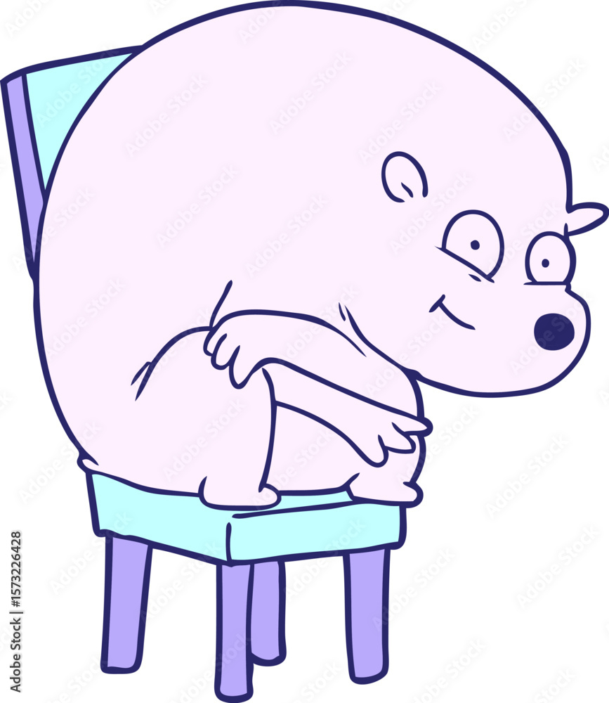 Obraz premium happy polar bear on chair in bright neon color