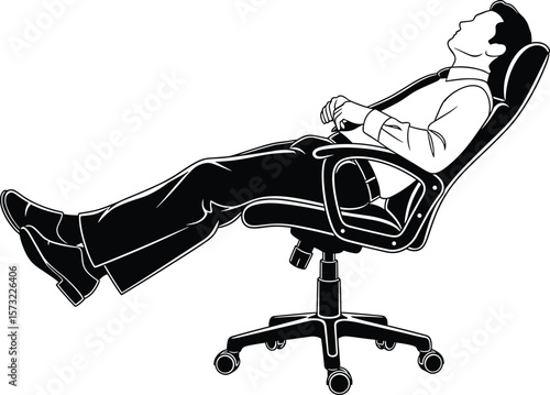 Relaxed Businessman Reclining in Office Chair, Taking a Break, Stress Relief, Work-Life Balance, Relaxation, Comfort, Downtime, Professional Wellness, and Nap