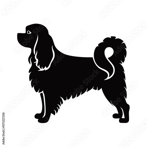 Cavalier King Charles Spaniel Dog Black Glyph Icon (Color Changes Available in SVG)