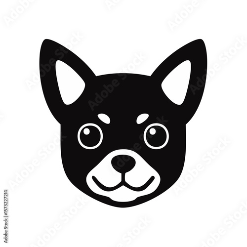 Chihuahua Dog Head Black Glyph Icon (Color Changes Available in SVG)