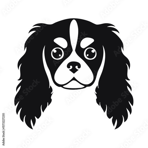 Cavalier King Charles Spaniel Dog Head Black Glyph Icon (Color Changes Available in SVG)