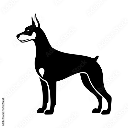 Doberman Pinscher Dog Black Glyph Icon (Color Changes Available in SVG)