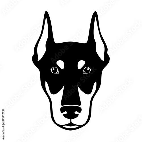 Doberman Pinscher Dog Head Black Glyph Icon (Color Changes Available in SVG)