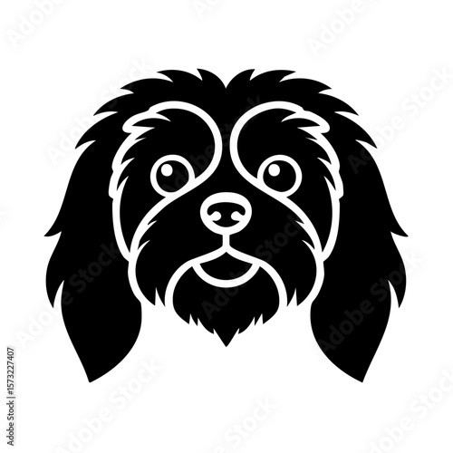 Havanese Dog Head Black Glyph Icon (Color Changes Available in SVG)