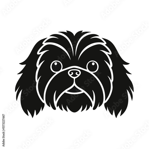Shi Tzu Dog Head Black Glyph Icon (Color Changes Available in SVG)