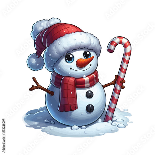 Comical snowman vector design with bold outlines