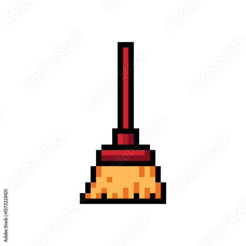 Pixel Art Broom Clean Icon