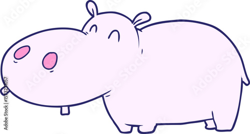 cartoon hippo in bright neon color