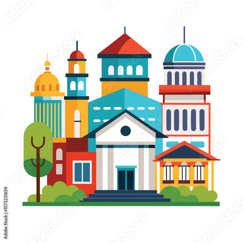 Wallpaper Mural Abstract silhouette of city buildings against a clean white background isolated on white background Torontodigital.ca