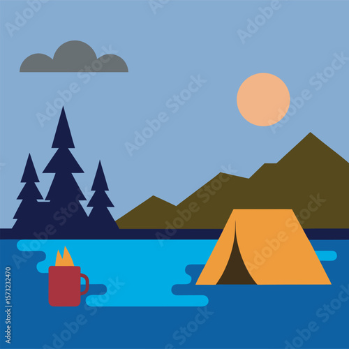 Peaceful Sunset View From Lakeside Tent