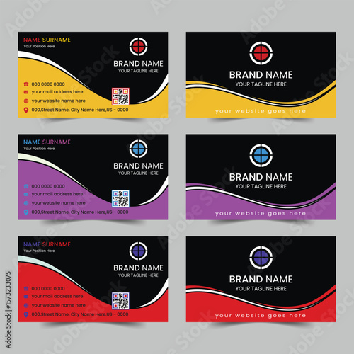 Modern corporate business card design template set.
