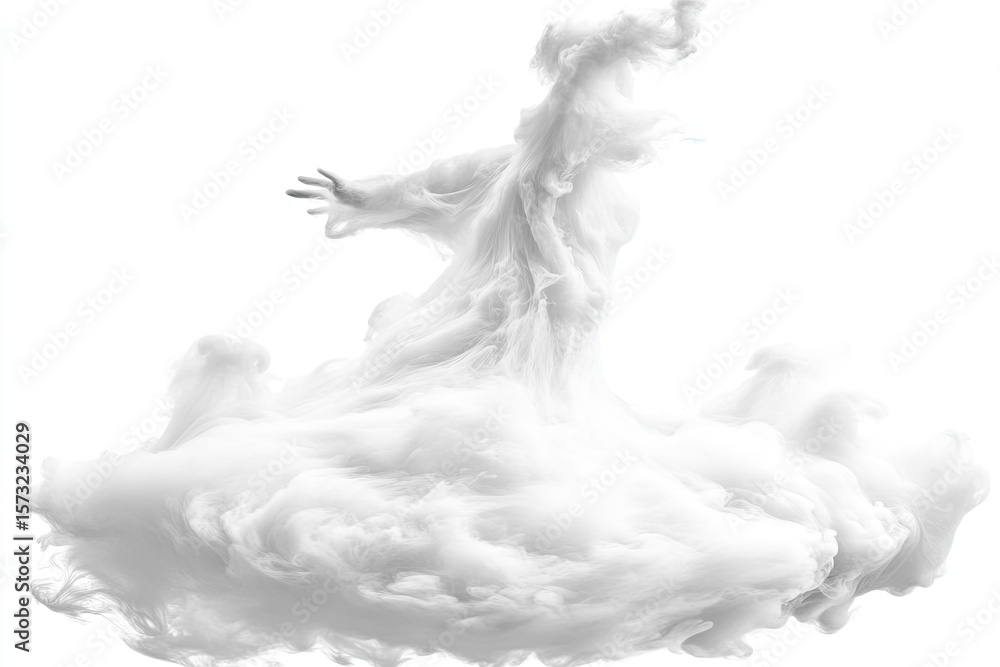 Naklejka premium Abstract figure in white smoke cloud