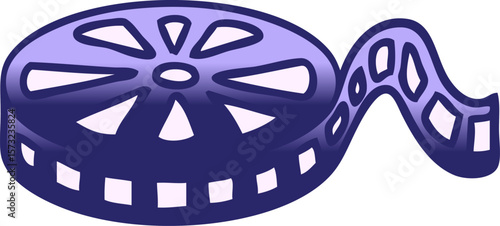 gradient shaded cartoon of a film reel  in bright neon color