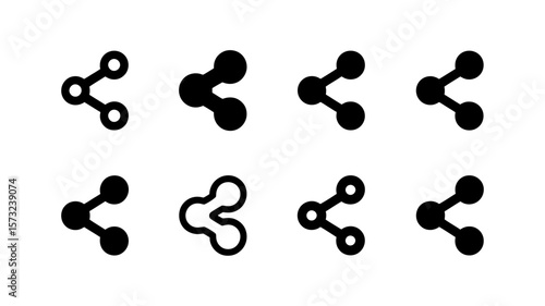 Collection of eight different share icons representing connection and communication