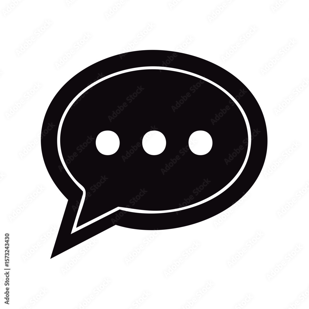 Fototapeta premium Speech Bubble with Three Dots Black and White Communication Icon Vector