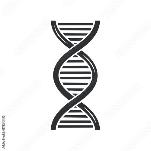 Monochrome Graphic of a DNA Molecule, Genetic Code - Medical Biology Concept, Isolated