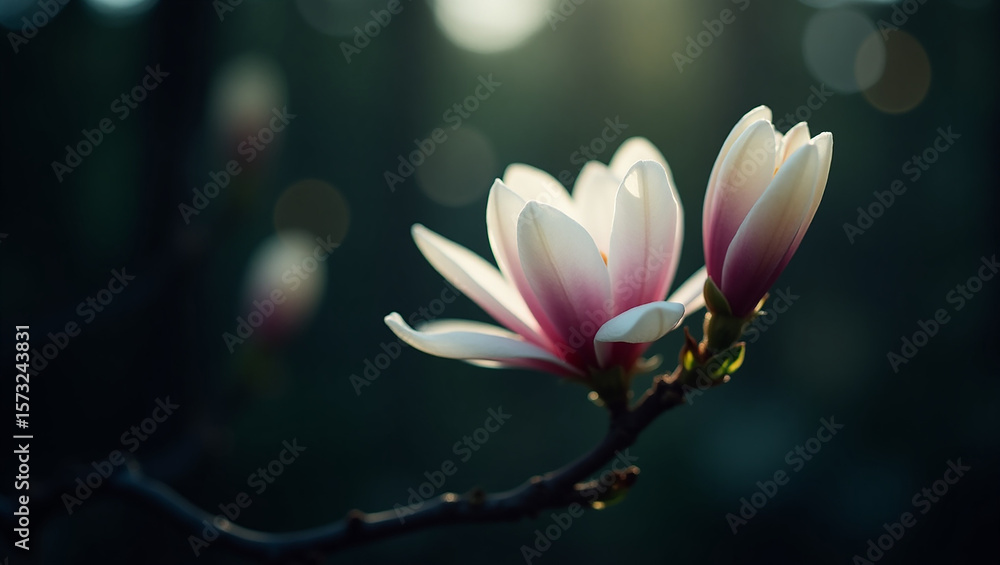 Fototapeta premium Delicate Magnolia Blossom in Soft Sunlight
