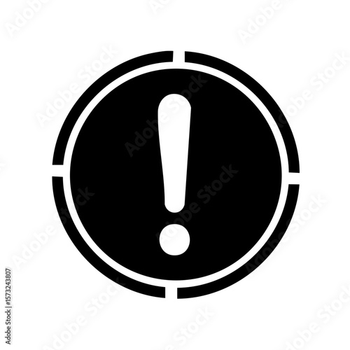 Warning Attention Icon: Black Circular Sign with Exclamation Mark Indicates Important Notice or Potential Hazard
