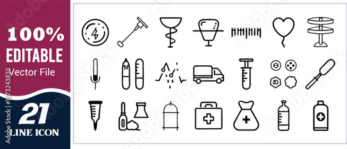 Medical and scientific equipment icons science health
