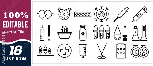 Medical and scientific icons with healthcare symbols medical icons virus icon