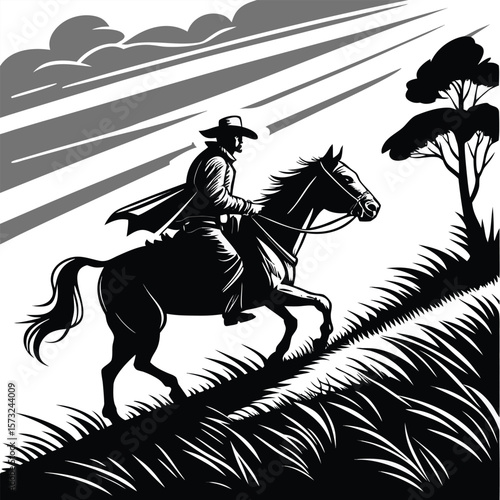 silhouette of a horse and rider