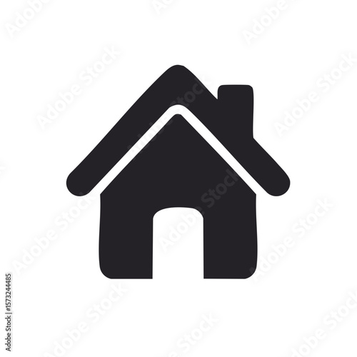 Simple house icon, home symbol, house design vector concept, black and white minimal home illustration