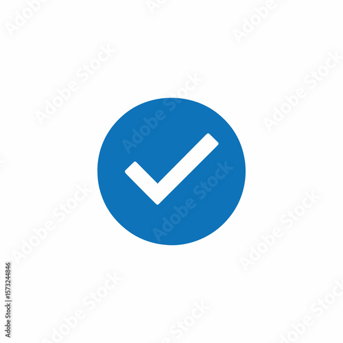 Simple blue circle with white check mark icon for approval or success