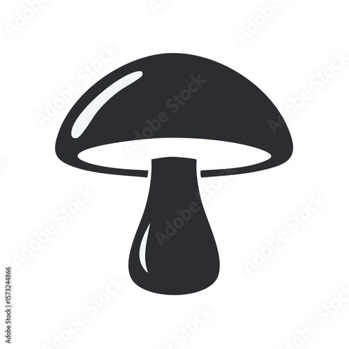 Isolated simple mushroom illustration representing nature, forest, and organic healthy food, on a plain white background