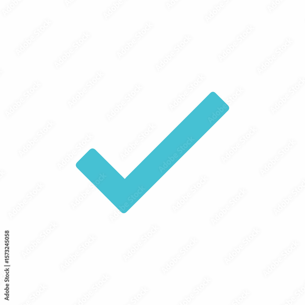 A single bright turquoise checkmark symbol on a clean white background A single bright turquoise checkmark symbol on a clean white background