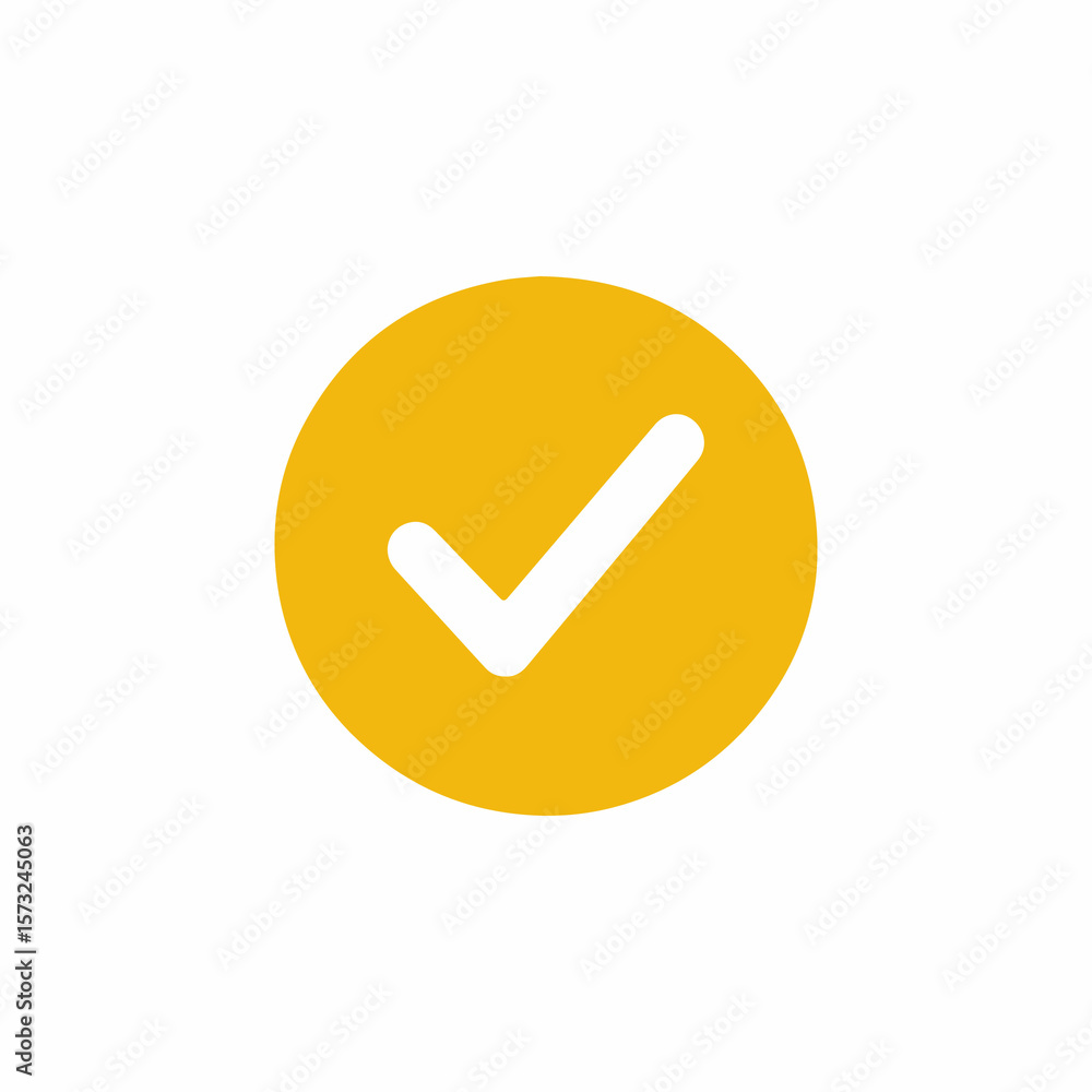 Simple yellow circle with a white check mark icon Simple yellow circle with a white check mark icon