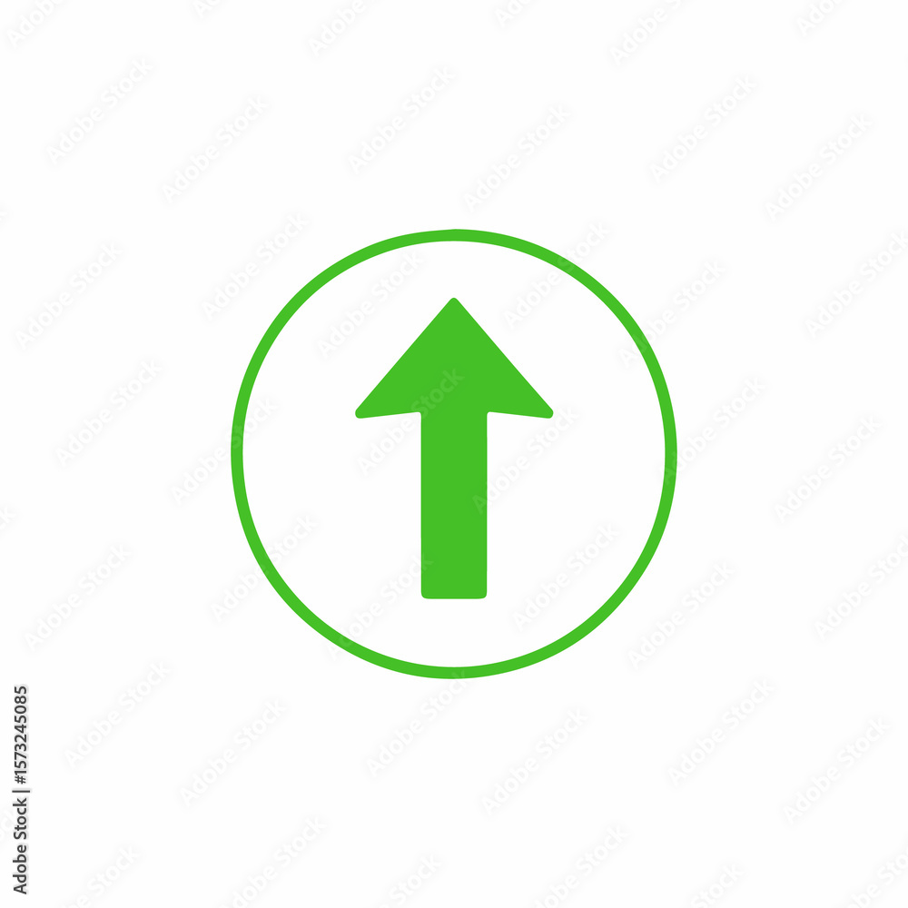 Green up arrow inside a circle icon symbolizing progress and growth Green up arrow inside a circle icon symbolizing progress and growth