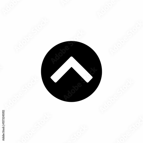 Simple black circle icon with white upward chevron arrow