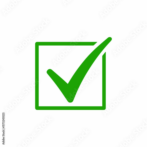 Green check mark inside a square box icon