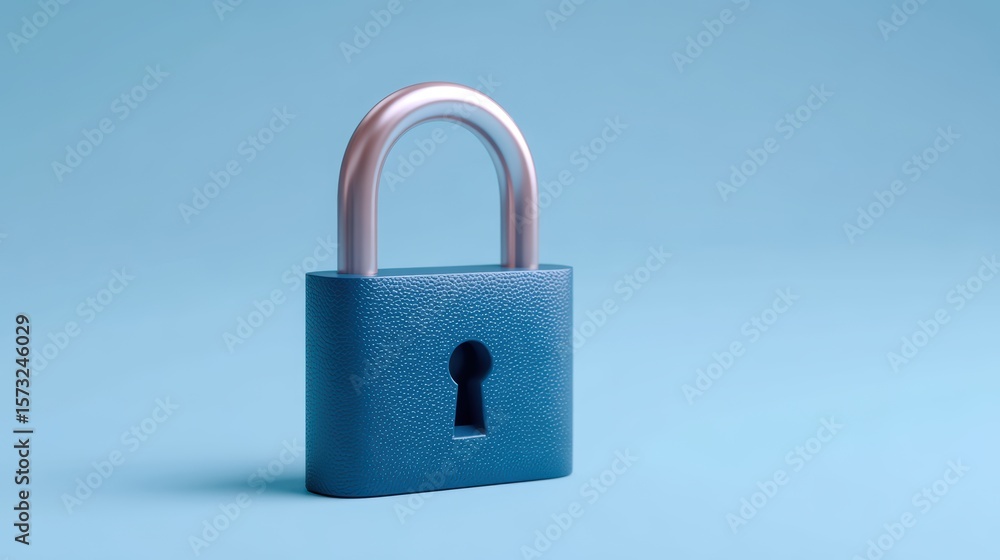 Naklejka premium Blue Padlock Security: Data Protection, Privacy, Cyber Safety