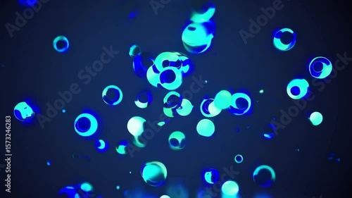 Abstract Blue and Green Circles with Soft Glow on Dark Background for Creative Visual Concepts and Designs