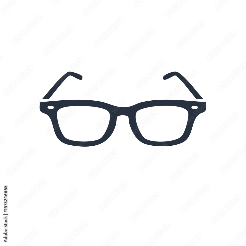 Fototapeta premium Simple eyeglasses with classic frames on a clean white backdrop for vision correction