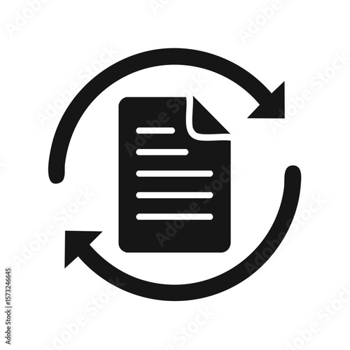 Document update symbol with arrows for workflow management and version control